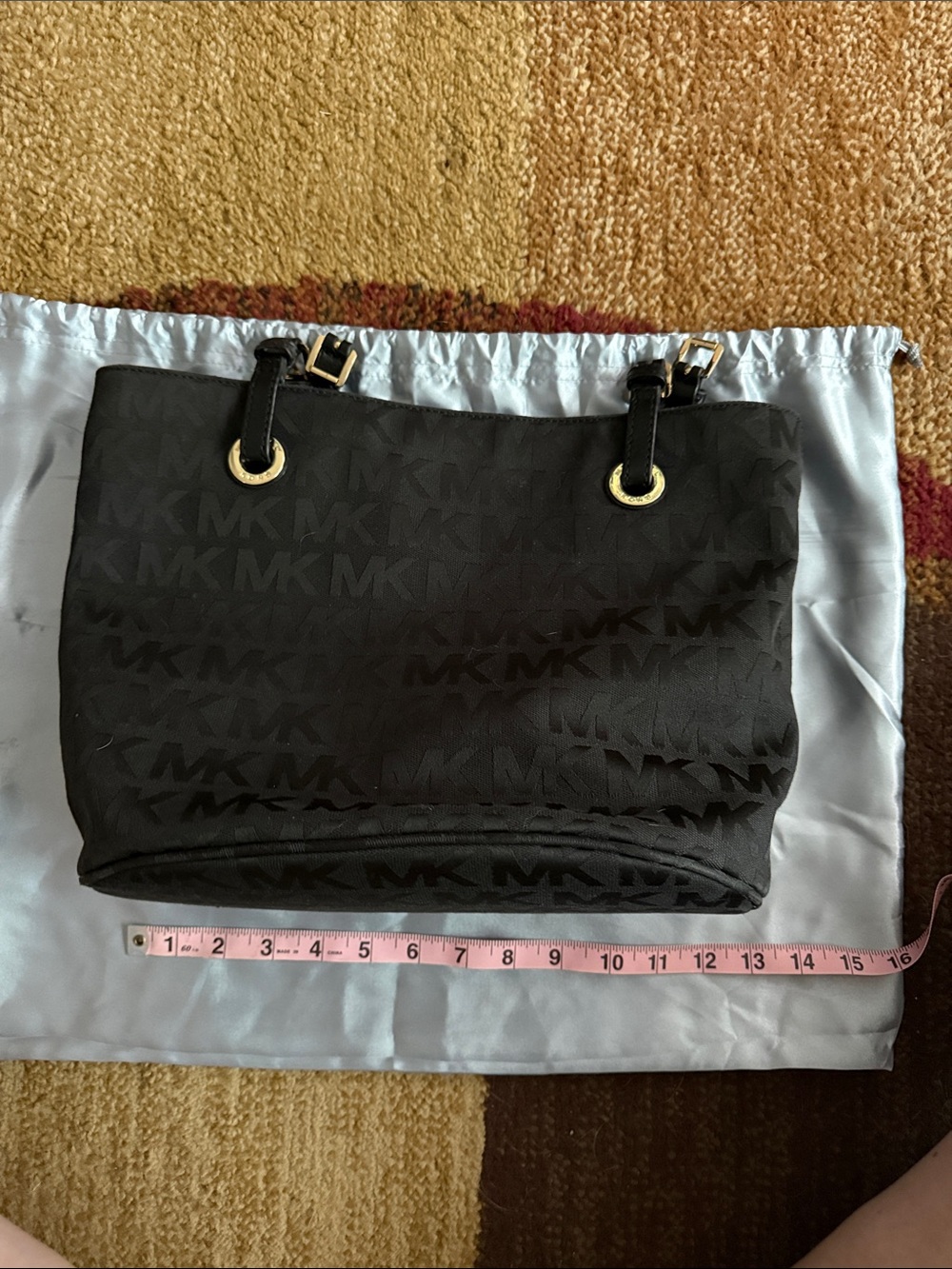 Michael Kors Black MK Logo Shoulder Bag with detachable leather straps - Picture 2 of 8